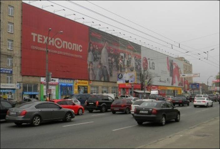 Реклама на фасадах/Брандмауэр, Киев, Московский пр., 8