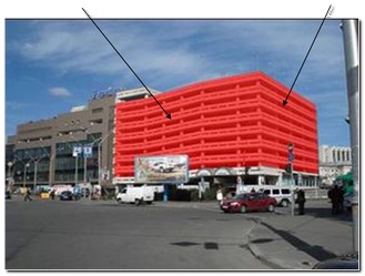 Реклама на фасадах/Брандмауэр, Киев, Пл. Победы, 3