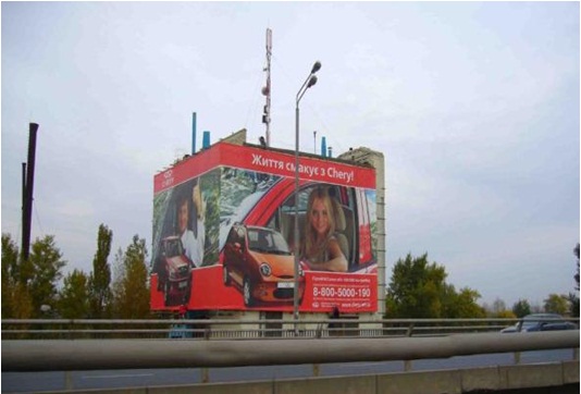 Реклама на фасадах/Брандмауэр, Киев, Южный Мост "1" ул. Промышленная/пр. Бажана                            (10м х 27,2м)