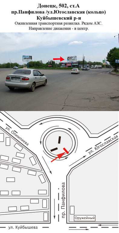 Билборд/Щит, Донецк, пр.Панфилова /ул.Югославская (кольцо) Куйбышевский р-н